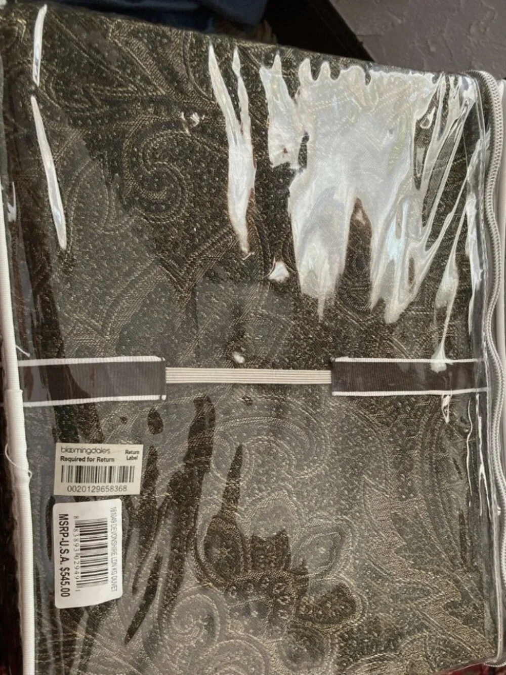 Michael Kors Devonshire Loden King Duvet Cover New Brown Gold Paisley $545